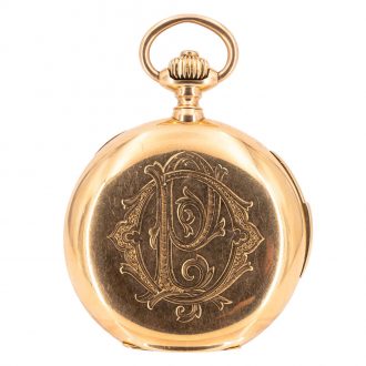 German 18K rose gold hunting cased repeating lever Circa 1900