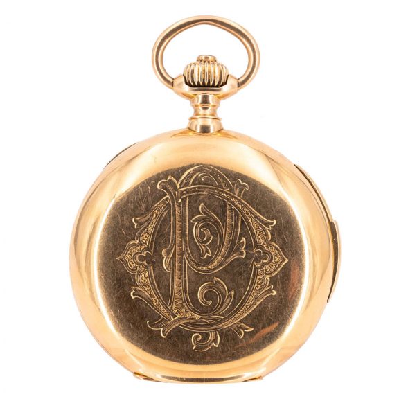 German 18K rose gold hunting cased repeating lever Circa 1900 German 18K rose gold hunting cased repeating lever Circa 1900