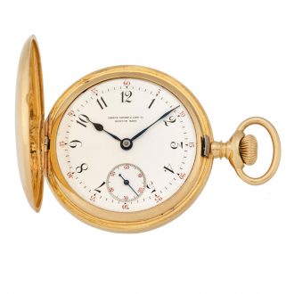 Swiss 18 carat rose gold hunting cased pocket watch Circa 1889