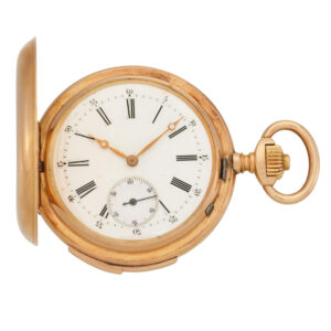 Swiss rose gold hunting cased repeating lever watch Circa 1900
