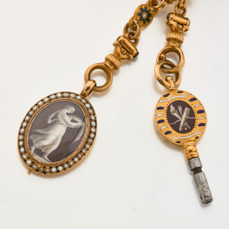 Early English gold verge with matching chatelaine Circa 1742