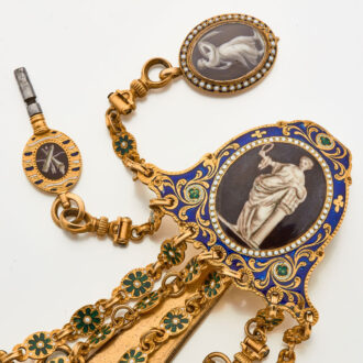Early English gold verge with matching chatelaine Circa 1742