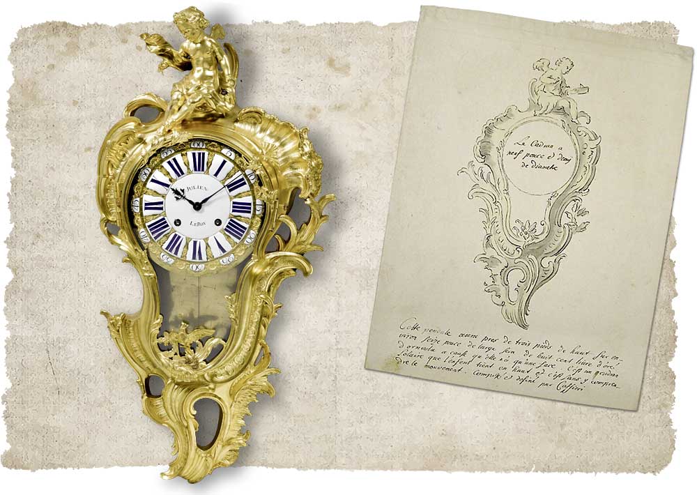 A Louis XV cartel clock by Julien Le Roy
