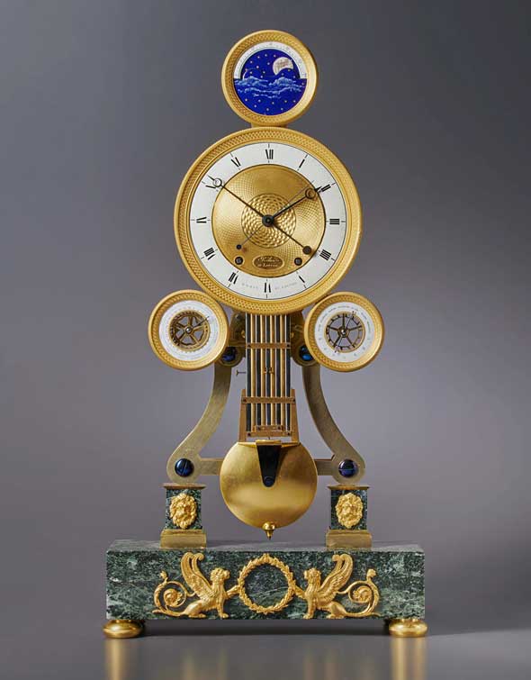 A Louis XVI astronomical skeleton clock of month duration by Robin au Louvre, Paris, date circa 1790
