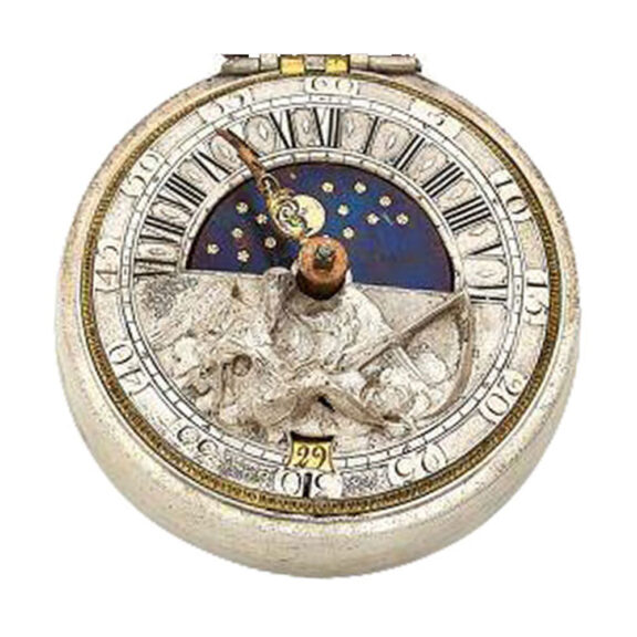 Front Dutch watch with day and night indicator and date Circa 1740 Front Dutch watch with day and night indicator and date Circa 1740