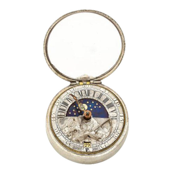 Front Dutch watch with day and night indicator and date Circa 1740