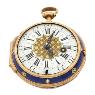 Front rench engraved and enamelled gold watch Circa 1760