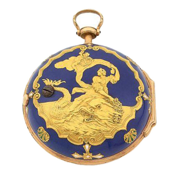 Back rench engraved and enamelled gold watch Circa 1760 Back rench engraved and enamelled gold watch Circa 1760