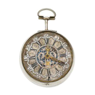 Front pair case silver repousse verge watch Circa 1770
