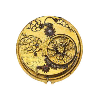 Open back Gilt metal watch with enamel Mainadié Bairuth Circa 1680/1690