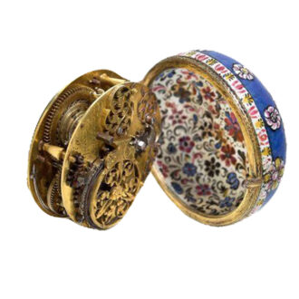 Inside Gilt metal watch with enamel Mainadié Bairuth Circa 1680/1690