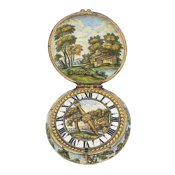 Open front gold enemaled watch from Estienne Chavanne 1640 Open front gold enemaled watch from Estienne Chavanne 1640