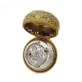 Open back Gold quarter repeating watch with ornaments Lebeirg, London