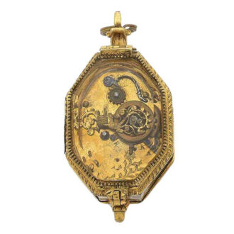 Open back octagonal gilt-metal and rock crystal watch Circa 1630