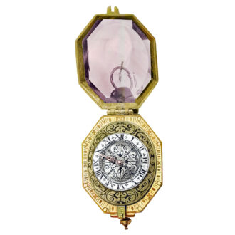 German octagonal gold and smoke crystal watch Circa 1650