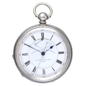 Silver English center seconds fusee lever watch Circa 1890