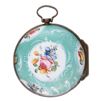 English gilt and enamel verge with matching chatelaine Circa 1760