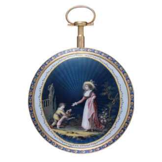Swiss gold and enamel verge with calendar Circa 1780