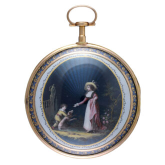 Swiss gold and enamel verge with calendar Circa 1780