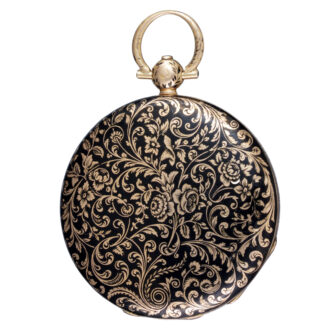 French cylinder gold, champlevé enamel open face case, circa 1830