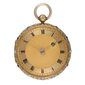 Swiss gold verge with turquoise and rubies circa 1830