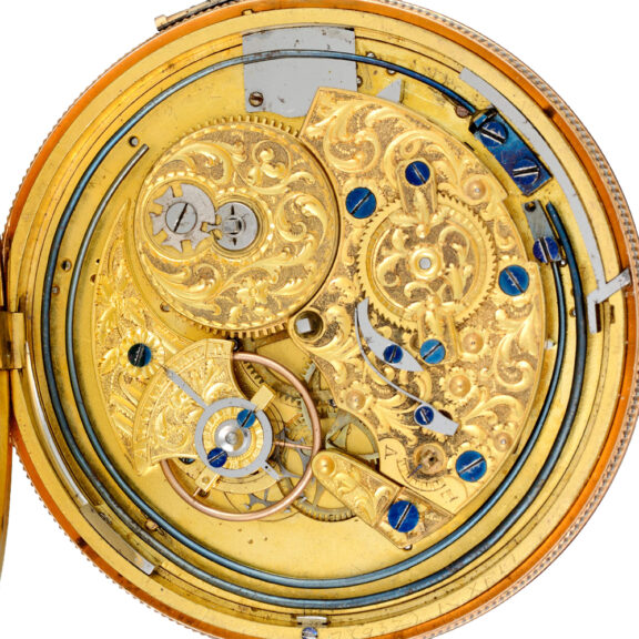 Large French cylinder in a gold open face case circa 1830 Large French cylinder in a gold open face case circa 1830