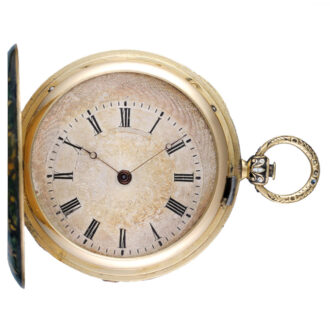 A French cylinder in a gold and enamel hunter case Circa 1835