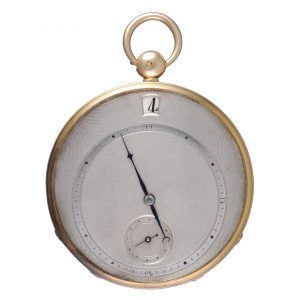Slim French gold cylinder watch with digital hours Circa 1840