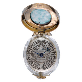 Oval rock crystal, gold and enamel pendant watch Circa 1840