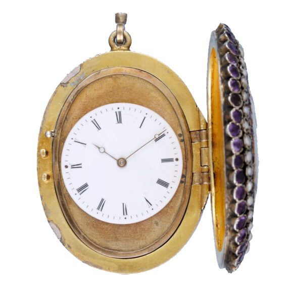 Swiss silver, enamel gem set chatelaine Circa 1840 Swiss silver, enamel gem set chatelaine Circa 1840