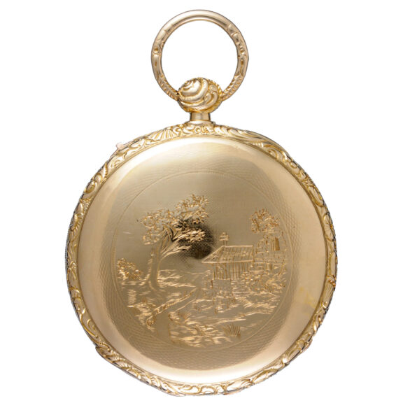 Gold French lever with three colour gold dial Circa 1840 Gold French lever with three colour gold dial Circa 1840