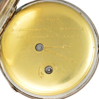 French cylinder with digital hours in silver, gold open face case Circa 1840 French cylinder with digital hours in silver, gold open face case Circa 1840
