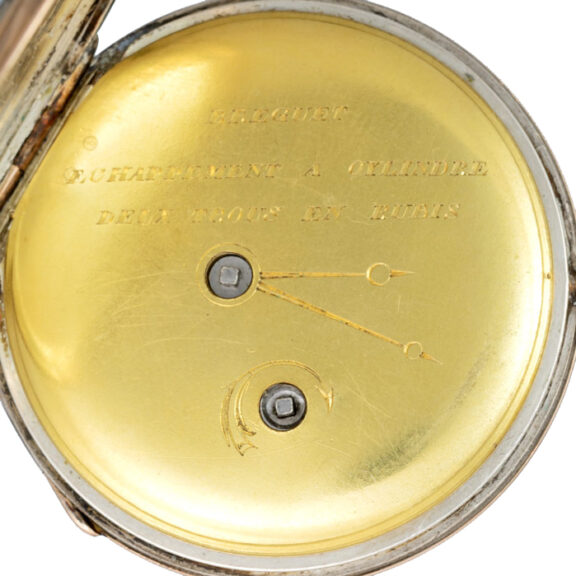 French cylinder with digital hours in silver, gold open face case Circa 1840 French cylinder with digital hours in silver, gold open face case Circa 1840