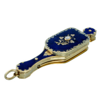 A rare combination in diamond set gold, enamel case Circa 1840