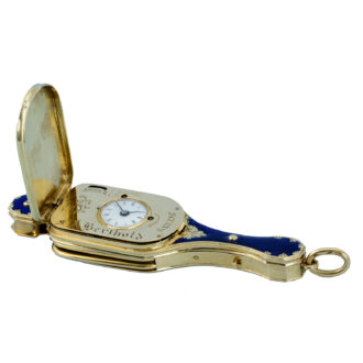 A rare combination in diamond set gold, enamel case Circa 1840