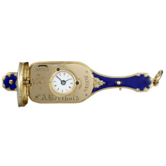 A rare combination in diamond set gold, enamel case Circa 1840