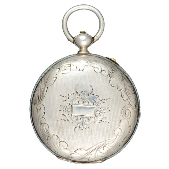 Large, silver duplex with dual time dials and a compass Circa 1840PA0281 - 3 Large, silver duplex with dual time dials and a compass Circa 1840