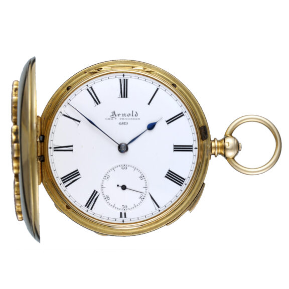 Half quarter repeating, gold lever decorated with heraldic devices Circa 1845 Half quarter repeating, gold lever decorated with heraldic devices Circa 1845