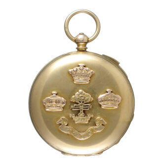 Half quarter repeating, gold lever decorated with heraldic devices Circa 1845