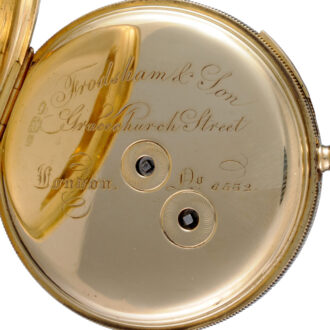 Gold English quarter repeating duplex by Frodsham 1846