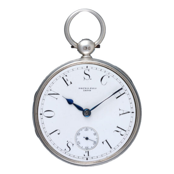 English lever with memorial dial in silver open face case 1848