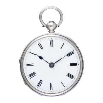 Small English two pin fusee lever in silver open face case 1842