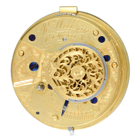 English verge with railway dial in silver pair cases Circa 1848 English verge with railway dial in silver pair cases Circa 1848