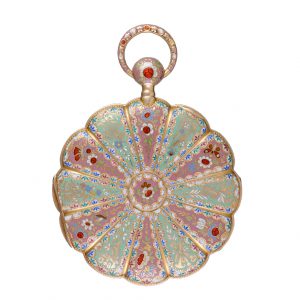 A French quarter repeating cylinder in gold, champlevé enamel case Circa 1830