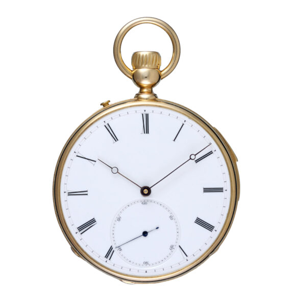 French quarter repeating cylinder in gold open face case Circa 1850