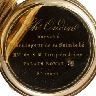 French quarter repeating cylinder in gold open face case Circa 1850