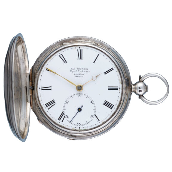 English silver hunting cased lever pocket watch Circa 1853