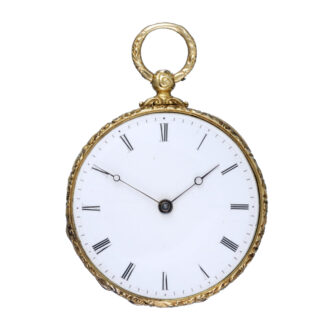 A cylinder in a gold and enamel open face case Circa 1860