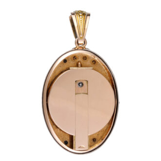 Swiss cylinder in unusual gold oval pendant case Circa 1860