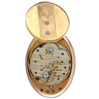 Swiss cylinder in unusual gold oval pendant case Circa 1860
